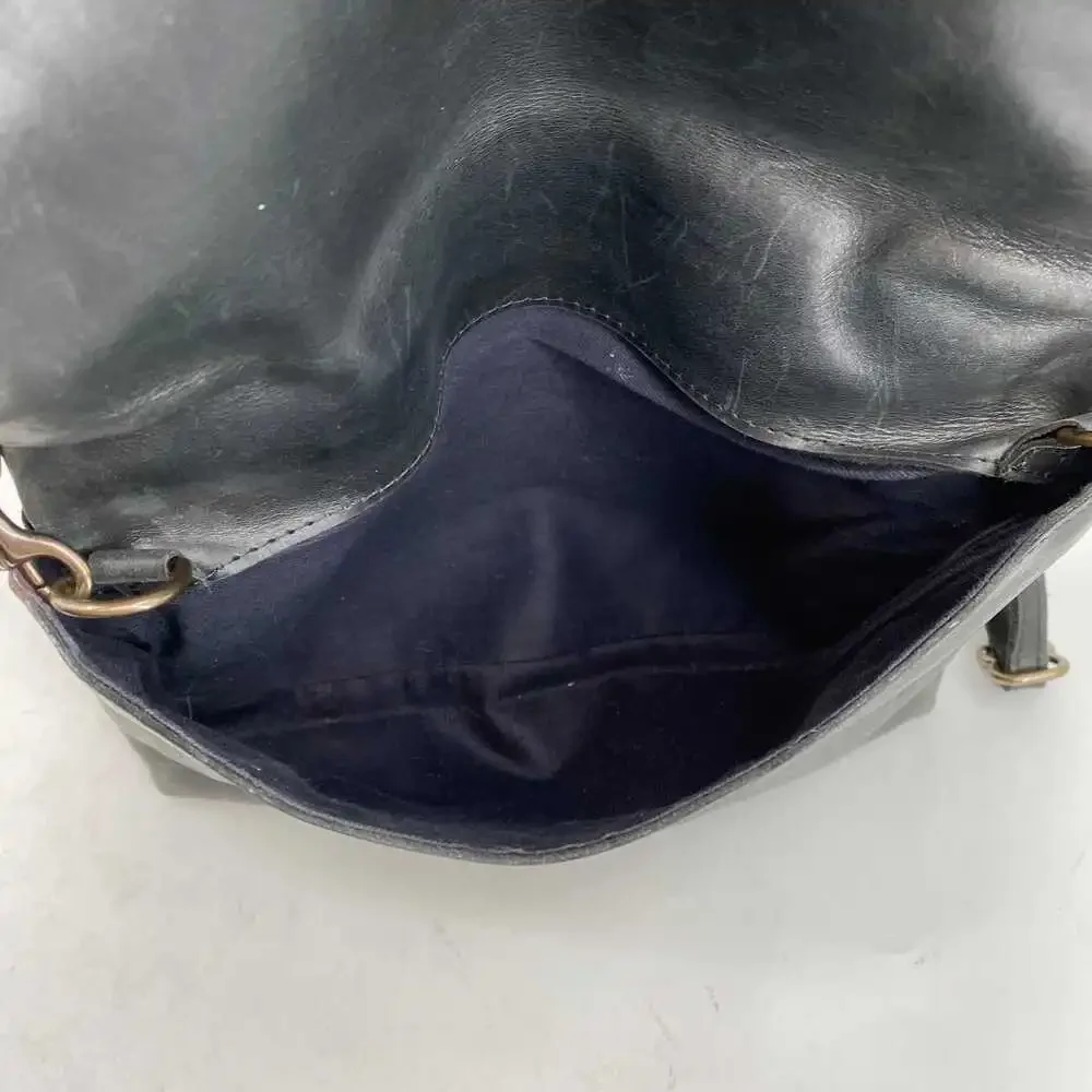 Able Black Leather Crossbody Bag | OS Regular Fold-Over Zip